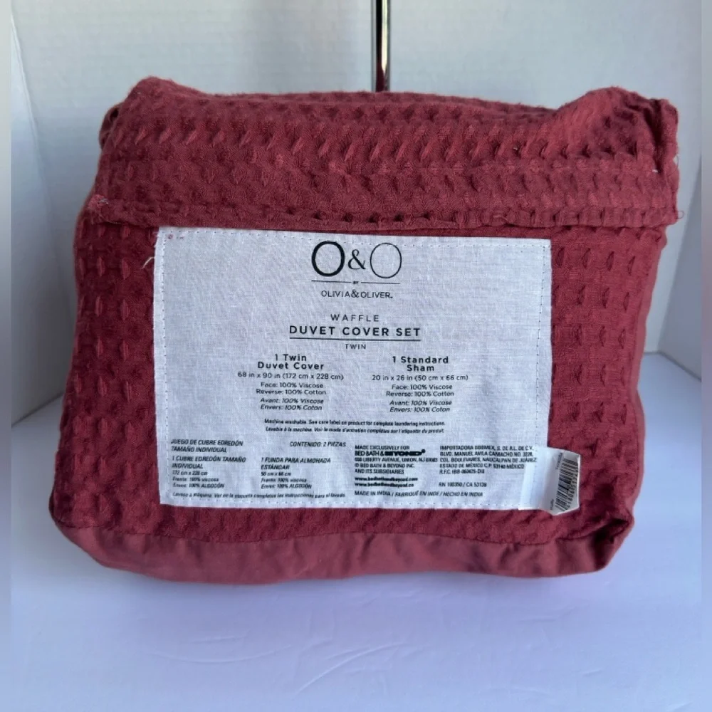 Olivia & Oliver Waffle Duvet Cover Set in Twin size.